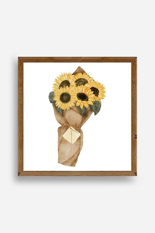 Çiçek Ahşap Çerçeveli Tablo 50 x 50