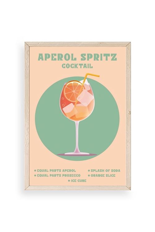 Aperol Spritz Ahşap Çerçeveli Tablo 50 x 70