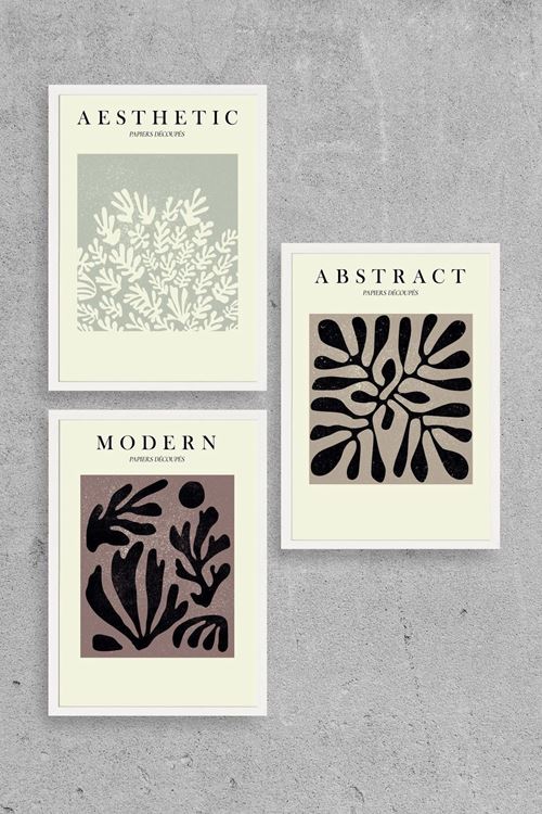 Modern Üçlü Ahşap Çerçeveli Tablo 30 x 40