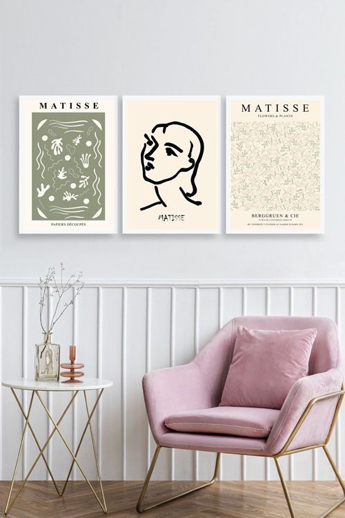 Matisse Üçlü Ahşap Çerçeveli Tablo 40 x 60