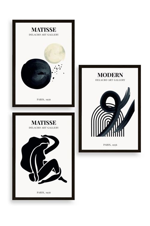 Matisse Üçlü Ahşap Çerçeveli Tablo 23 x 30