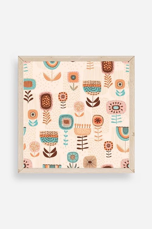 Çiçekler Ahşap Çerçeveli Tablo 23 x 23