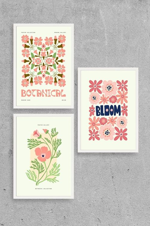 Botanik Üçlü Ahşap Çerçeveli Tablo 30 x 40