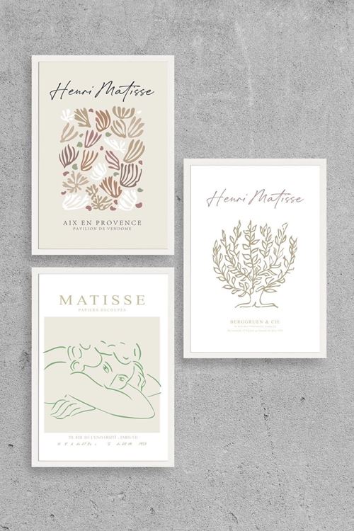 Matisse Üçlü Ahşap Çerçeveli Tablo 50 x 70