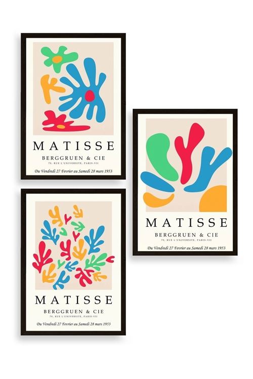 Matisse Üçlü Ahşap Çerçeveli Tablo 30 x 40