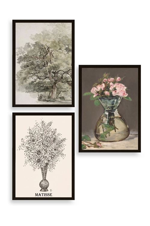 Matisse Üçlü Ahşap Çerçeveli Tablo 30 x 40