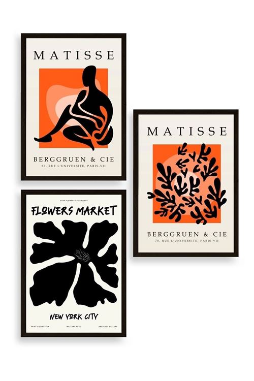 Matisse Üçlü Ahşap Çerçeveli Tablo 50 x 70