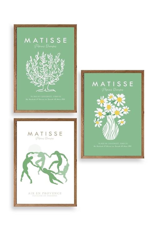 Matisse Üçlü Ahşap Çerçeveli Tablo 23 x 30