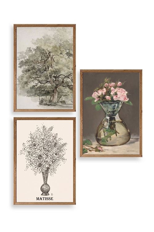 Matisse Üçlü Ahşap Çerçeveli Tablo 23 x 30