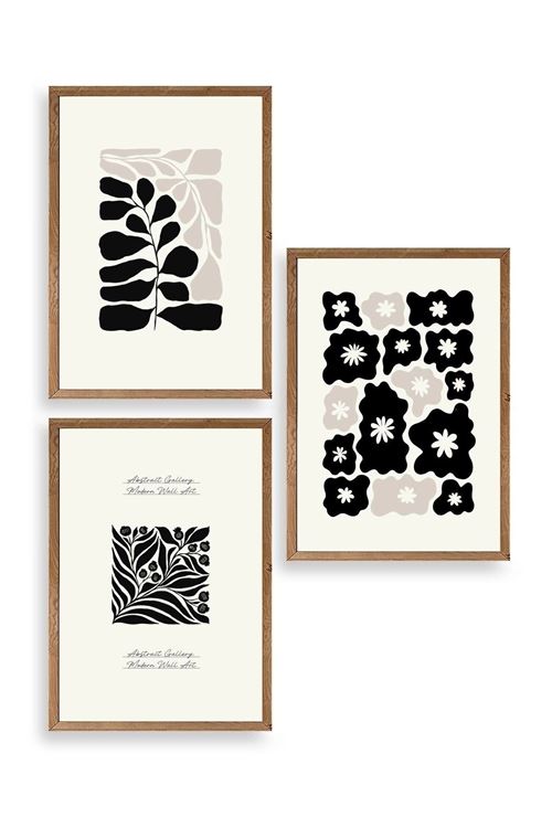 Modern Üçlü Ahşap Çerçeveli Tablo 40 x 60