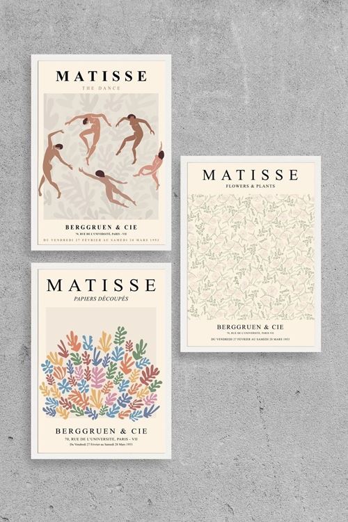 Matisse Üçlü Ahşap Çerçeveli Tablo 23 x 30