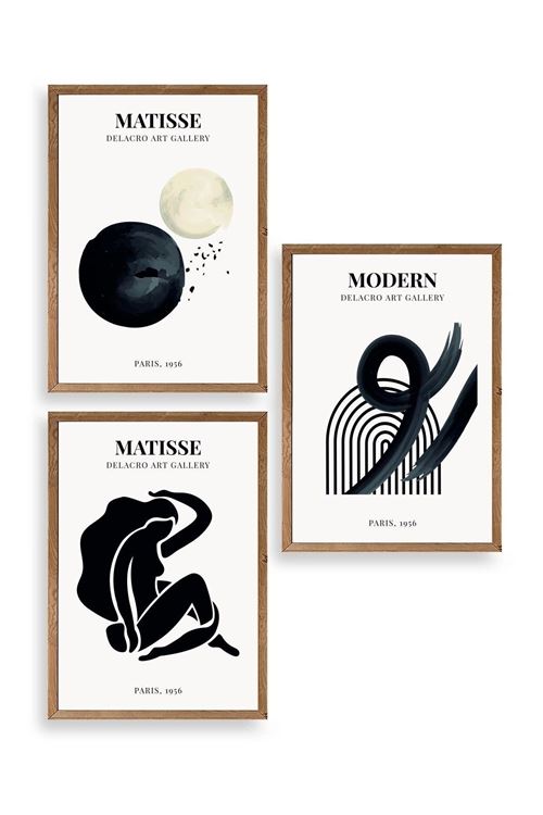 Matisse Üçlü Ahşap Çerçeveli Tablo 30 x 40