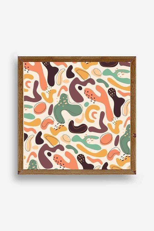 Soyut Ahşap Çerçeveli Tablo 50 x 50