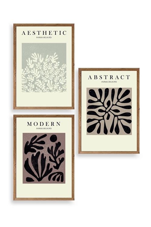 Modern Üçlü Ahşap Çerçeveli Tablo 40 x 60