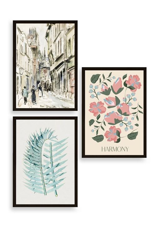 Harmony Üçlü Ahşap Çerçeveli Tablo 23 x 30