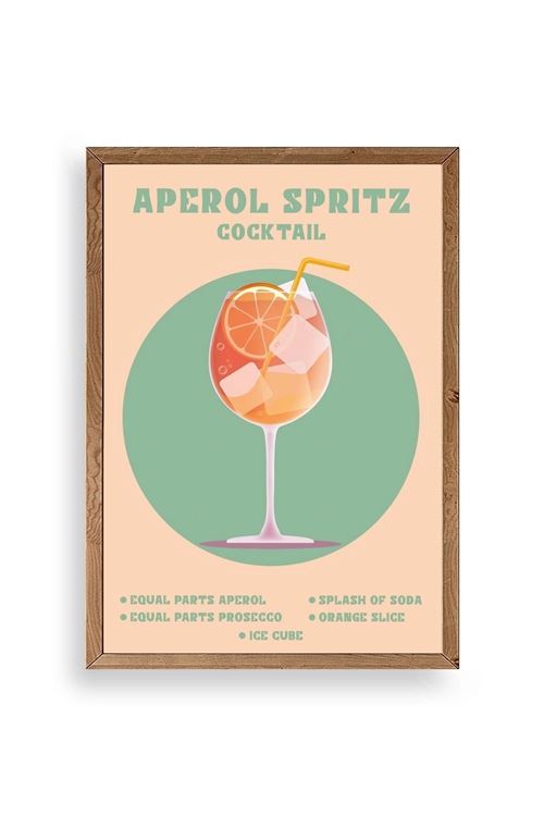 Aperol Spritz Ahşap Çerçeveli Tablo 30 x 42