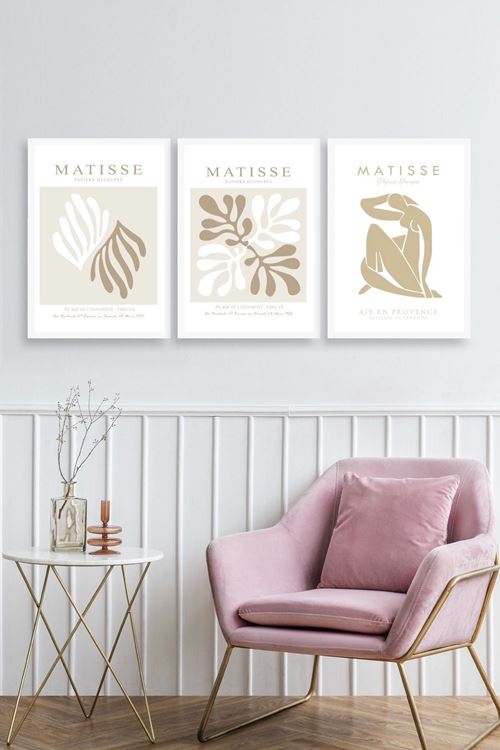 Matisse Üçlü Ahşap Çerçeveli Tablo 30 x 40