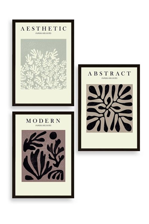 Modern Üçlü Ahşap Çerçeveli Tablo 50 x 70