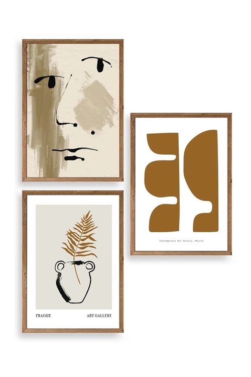 Modern Üçlü Ahşap Çerçeveli Tablo 30 x 40