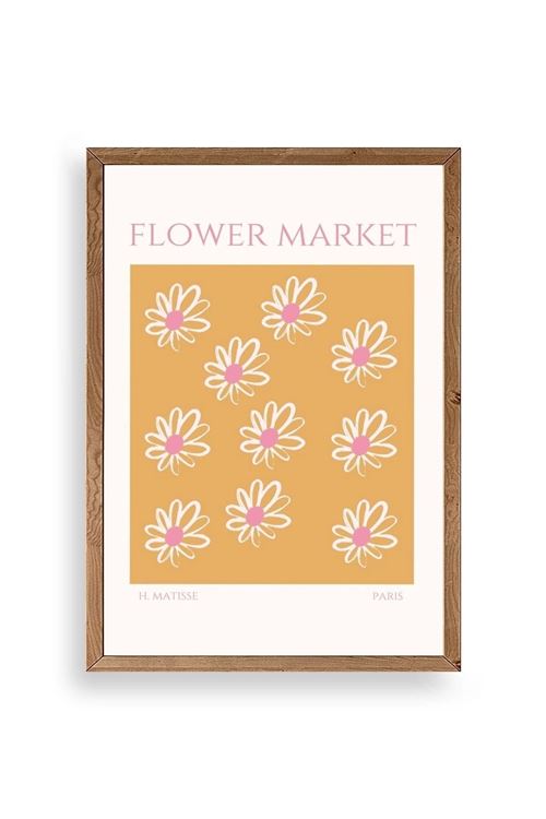 Çiçek Pazarı Ahşap Çerçeveli Tablo 50 x 70