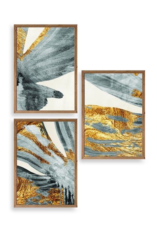 Manzara Üçlü Ahşap Çerçeveli Tablo 23 x 30