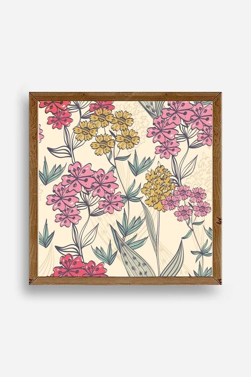 Çiçekler Ahşap Çerçeveli Tablo 23 x 23