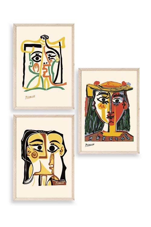 Picasso Üçlü Ahşap Çerçeveli Tablo 40 x 60