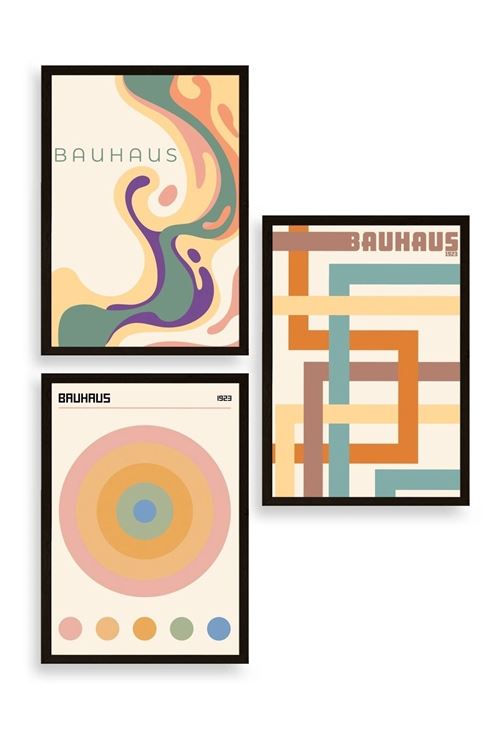 Bauhaus Üçlü Ahşap Çerçeveli Tablo 50 x 70