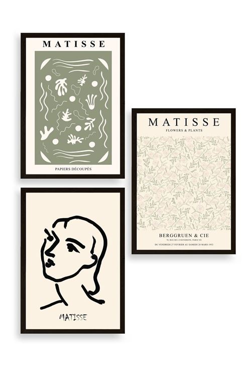 Matisse Üçlü Ahşap Çerçeveli Tablo 30 x 40