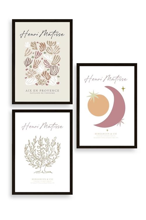 Matisse Üçlü Ahşap Çerçeveli Tablo 50 x 70