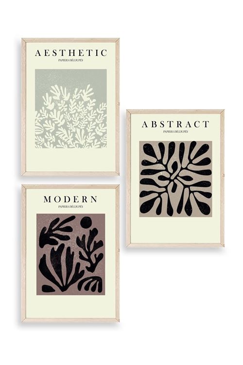 Modern Üçlü Ahşap Çerçeveli Tablo 40 x 60