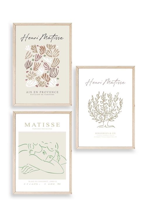 Matisse Üçlü Ahşap Çerçeveli Tablo 40 x 60