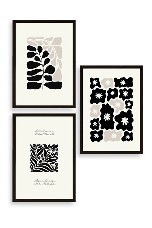 Modern Üçlü Ahşap Çerçeveli Tablo 30 x 40