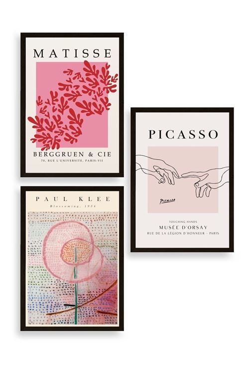 Ünlü Tablolar Üçlü Ahşap Çerçeveli Tablo 50 x 70