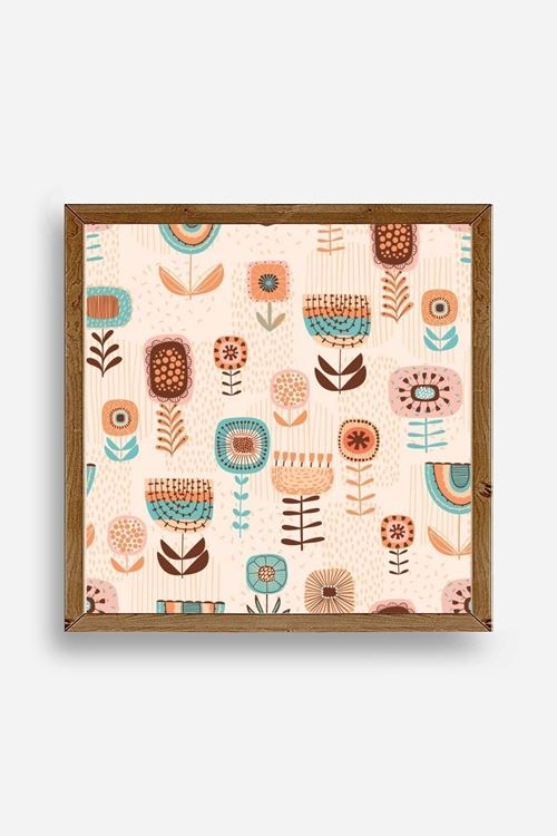 Çiçekler Ahşap Çerçeveli Tablo 50 x 50