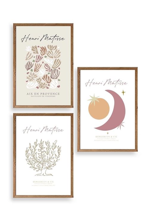 Matisse Üçlü Ahşap Çerçeveli Tablo 30 x 40