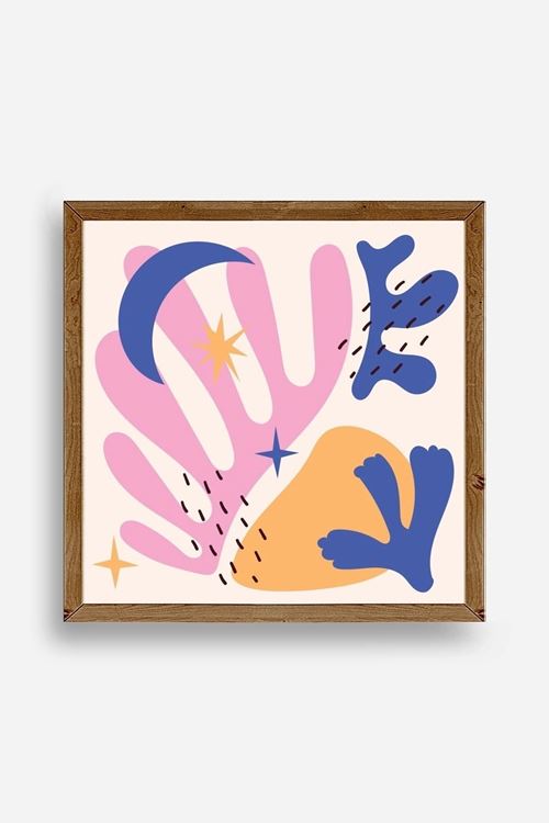 Soyut Ahşap Çerçeveli Tablo 23 x 23