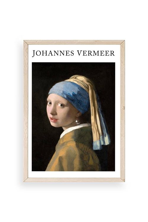 İnci Küpeli Kız Ahşap Çerçeveli Tablo 30 x 42