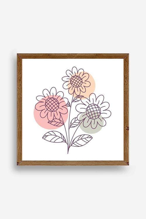 Çiçek Ahşap Çerçeveli Tablo 23 x 23