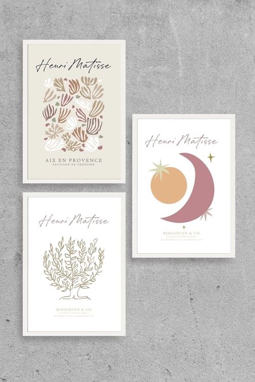 Matisse Üçlü Ahşap Çerçeveli Tablo 30 x 40