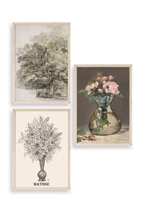 Matisse Üçlü Ahşap Çerçeveli Tablo 40 x 60