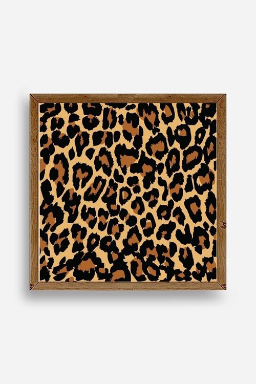 Leopar Deseni Ahşap Çerçeveli Tablo 50 x 50
