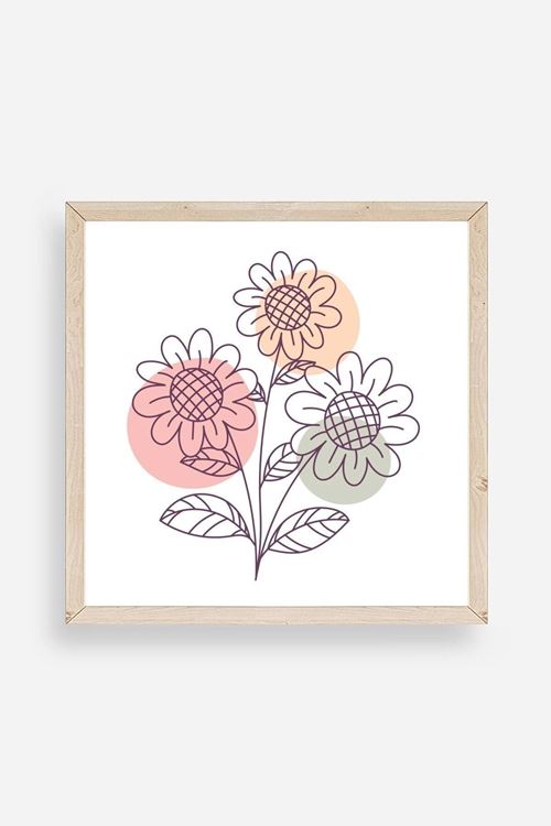 Çiçek Ahşap Çerçeveli Tablo 50 x 50