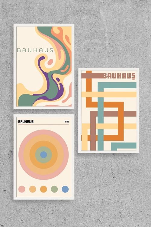 Bauhaus Üçlü Ahşap Çerçeveli Tablo 23 x 30