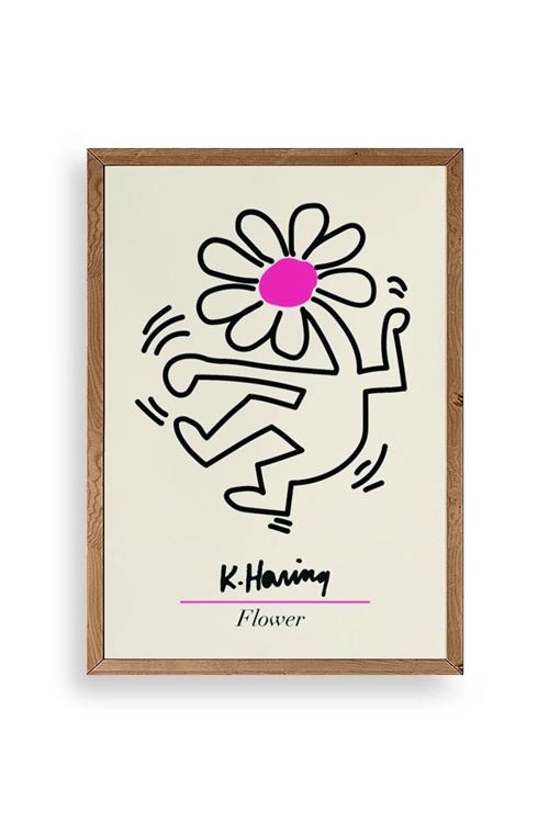 Soyut Çiçek Adam Ahşap Çerçeveli Tablo 23 x 23