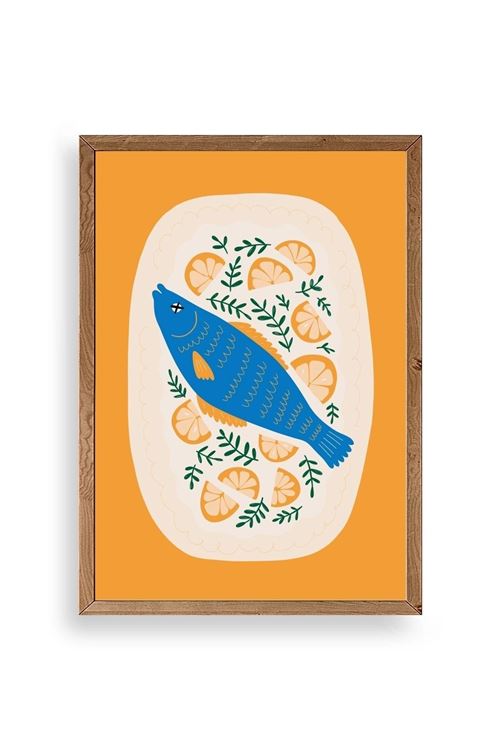 Balık Ahşap Çerçeveli Tablo 17 x 23