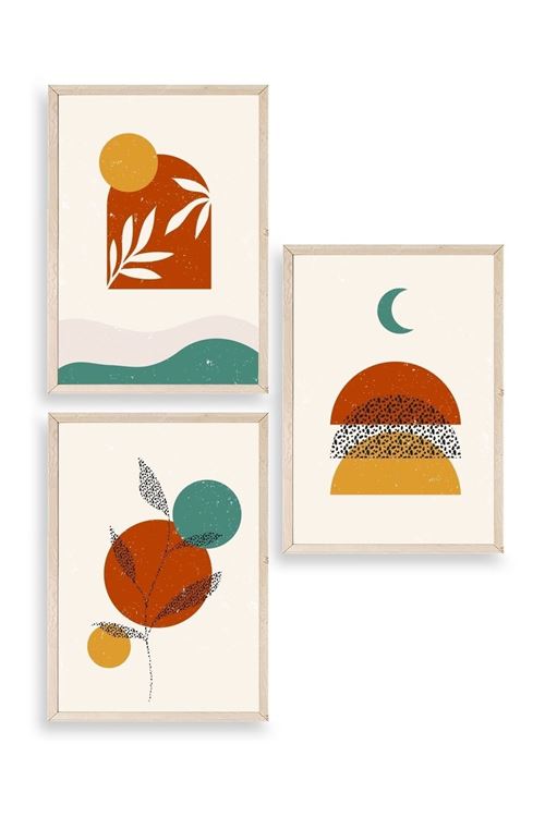 Manzara Üçlü Ahşap Çerçeveli Tablo 17 x 23