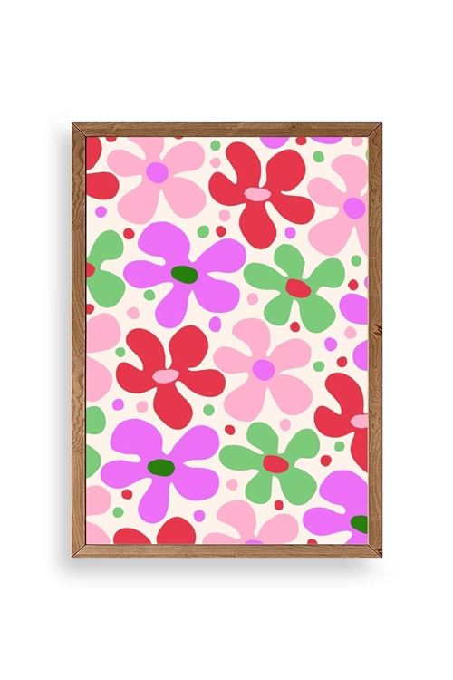 Çiçekler Ahşap Çerçeveli Tablo 17 x 23