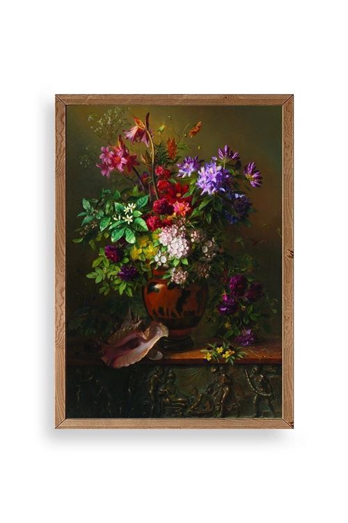 Çiçekler Ahşap Çerçeveli Tablo 30 x 42