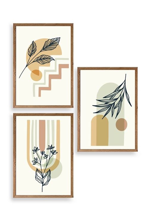 Manzara Üçlü Ahşap Çerçeveli Tablo 17 x 23